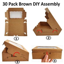 RomanticBaking 50 Pack DIY Assembly Brown 7 x 4 3/8 x 1½ inches Cookies Boxes Chocolate Truffle Boxes Treat Boxes Cakesickle Boxes Macaron Boxes Bakery Boxes