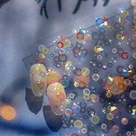 Bubble Nail Art Stickers Decals Summer Gel Nail Stickers Shell Light Nail Decals 3D Self-Adhesive Colorful Bubbles Design Acrylic Nail Art Supplies Summer Bubble Stickers for Women Nail Charms