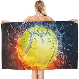 ZPSOSPZ Tennis Beach Towel, Sports Themed Beach Towel, Quick-drying Microfibre for Tennis and Sea Sports Enthusiasts, Birthday Gift, 75 * 150cm