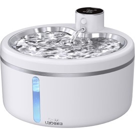 Wireless Cat Water Fountain [with Stainless Steel Tray], 84oz/2.5L Pet Fountain for Cats Inside, Cat Fountain for Drinking with Motion Sensor
