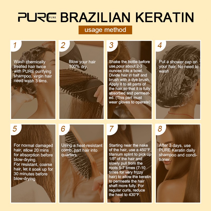 PURC Brazilian Keratin Treatment Smooth Repair Straight Hair Advanced Salon
