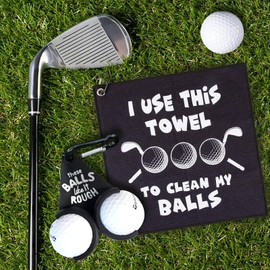 HFCOONY Golf Towel,Funny Golf Gifts For Men Husband Boyfriend Dad Golfers/Golf Fan,Novelty Golf Ball Rack,Funny Golf Ball Holder for Birthday, Golf Accessories. (2PCS Black)