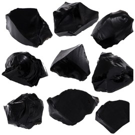 1Lb Black Obsidian Crystal Rocks Raw Stones for Tumbling, Black Obsidian Crystals Bulk Rough Gemstone for Jewelry Making, Healing, Meditation, Sculpture