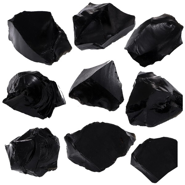 1Lb Black Obsidian Crystal Rocks Raw Stones for Tumbling, Black