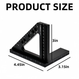 YZCHAIN Carpenter Square 3D Measuring & Marking Ruler, Accurate 45 & 90 Degree Woodworking Square, Framing Square Tool with Angle Position Pin for Carpentry Projects, Black