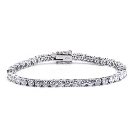 Tianyu USA Warehouse Tennis Bracelet 925 Silver Free Shipping Jewelry 3mm 4mm 5mm VVS Gold Plated Tennis Bracelet MoissaniteColor: 4.0mm, Length: 7inch