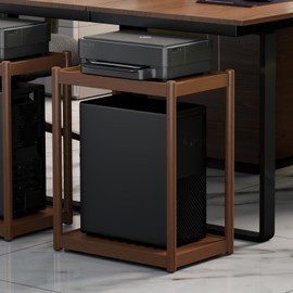 Solid Wood Mobile PC Stand for Floor, Computer Tower Stand with Casters for Gaming PC Tower Stand, Large Printer Stand, under desk printer cart Mobile Printer Table with Wheels for Home Office