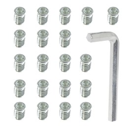 Pack of 50 Screw-in Nuts M6 x 15 mm with Allen Key, Threaded Insert Wood, M6 Screw-In Sleeves Threaded Inserts, Screw-In Sleeve, M6 Allen Nuts Made of Galvanised Steel for Wooden Furniture