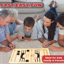 Fast Sling Puck Game for 2 Players, TMIYO Wooden Table Hockey Family Game for Kids or Adults, Super Foosball Slingshot Paced Winner Board Games Parent-Child Interaction Toy