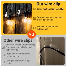 Dreecy 30 Packs White String Light Hooks for Outside, Stainless Steel Outdoor Light Hook for String Lights, Hooks for Outdoor String Lights Christmas Party Easy Release Wire and Fairy Led Light