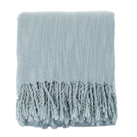 Fennco Styles Woven Classic Chunky Yarn Fringe Throw Blanket 50" x 60" (Aqua)