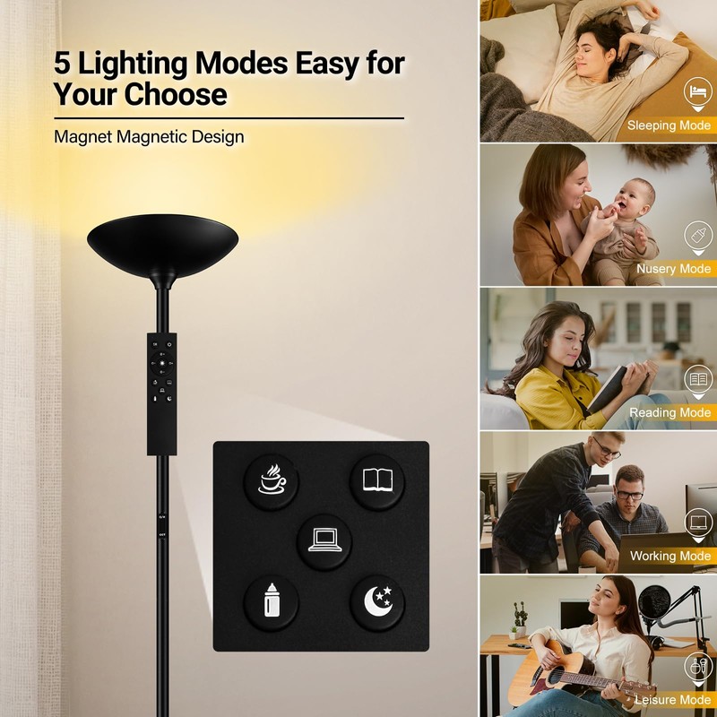 BoostArea Dimmable Floor Lamp,30W 3000LM Super Bright LED Torchiere Standing