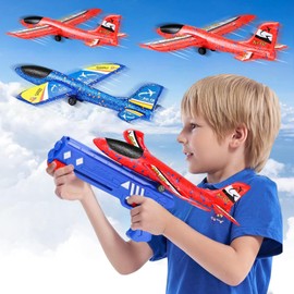 PQETBV Polystyrene Aviator Catapult Pistol Children's Toy, 4 Pieces Aeroplane Toy, Children's Outdoor Garden Games, Children's Birthday Gifts, Boys Girls for Ages 3 4 5 6 7 8 9 10 Years