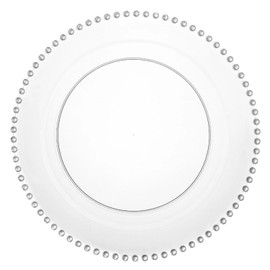 Decorline Beaded Collection Clear & Silver Plastic Plates - 10.5" (Pack of 10), Elegant Design Tableware, Perfect for Chic Special Occasions & Gatherings