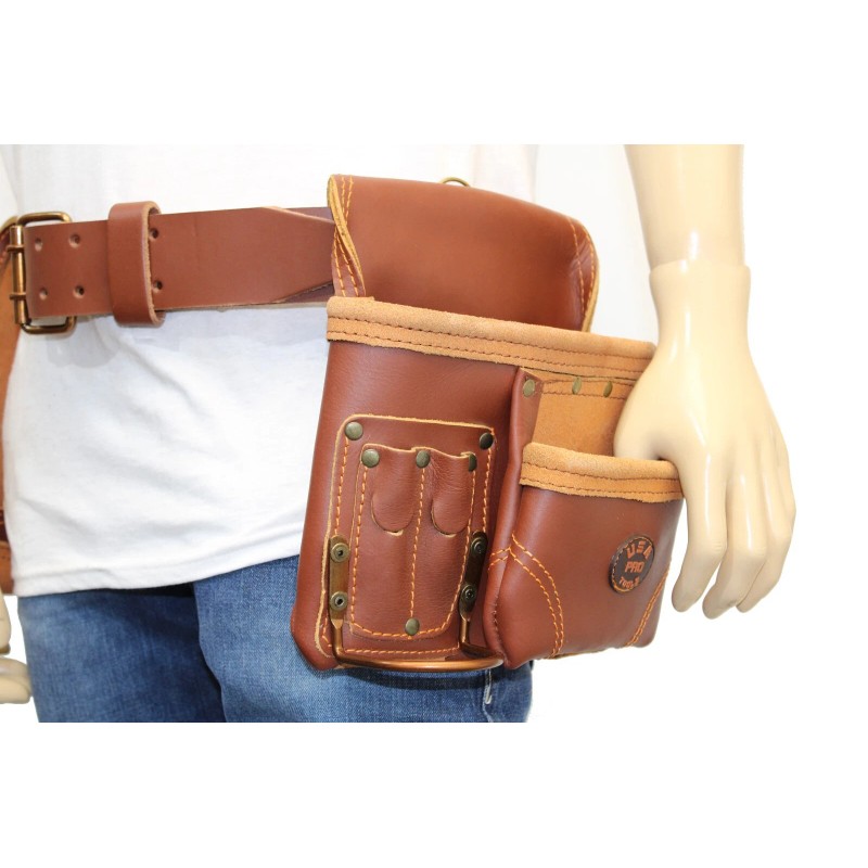 USA PRO TOOLS Genuine Brown Leather Framer’s Tool Belt –