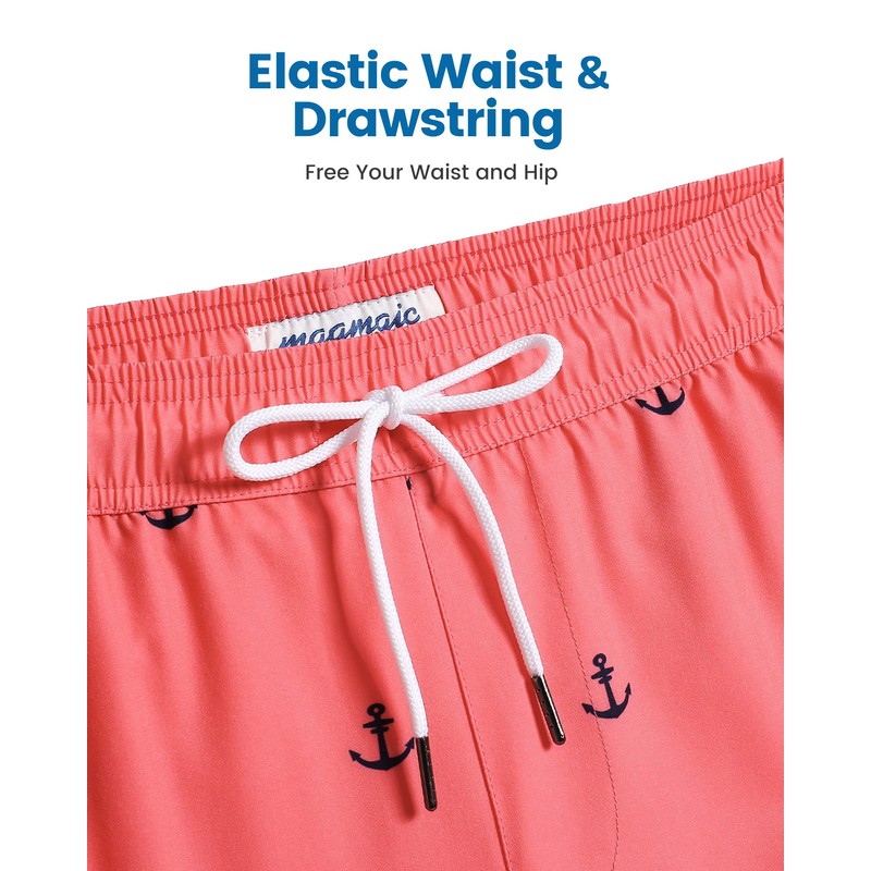 MaaMgic 5" Mens Swim Shorts with Compression Liner 4-Way Stretch