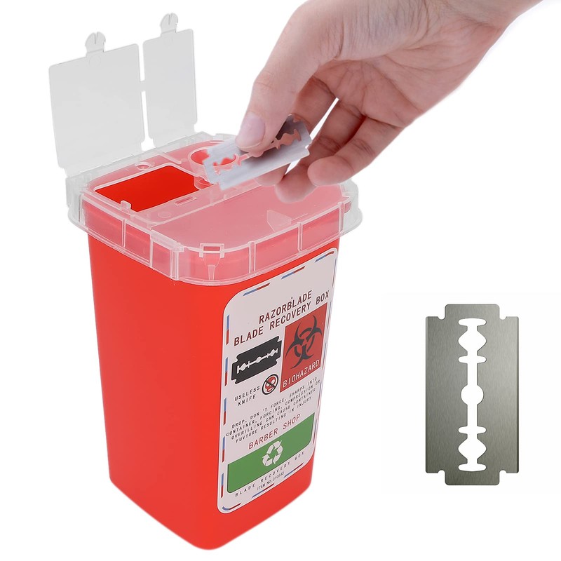 Razors Blades Disposal Case, Large Capacity Red Razor Blade Bank