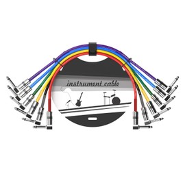 AITONE Patch Cables 6 Pack 1/4 Inch Patch Cords for Bass Guitar Effect Pedal 1.2ft (A-C05)