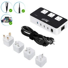 Key Power 230W Step Down 220V to 110V Voltage Converter Travel Adapter with USB C Ports