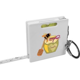 Azeeda 'Honey Pot & Bee Heart' Keyring Tape Measure/Spirit Level Tool (KM00034956)