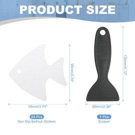 PATIKIL 24 Pcs Non Slip Bathtub Stickers, Anti Slip Shower Stickers with Scraper Bathroom Shower Floor Decals Fish Shape Cute Treads Tubs, Transparent