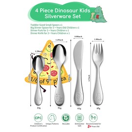 EIUBUIE Toddlers Silverware Set, 18/10 Stainless Steel Safe Kids Silverware, Cute Baby Utensils Reusable Metal Mirror Polished Child Flatware Cutlery Includes Fork Spoon Knife for Eating, 4 Pieces