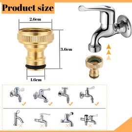 2Pcs Brass Hose tap Connector,3/4 inch Tap Connector for Garden Kitchen,Hosepipe Threaded Tap Connector,Threaded Faucet Adapter for Brass Garden Hose