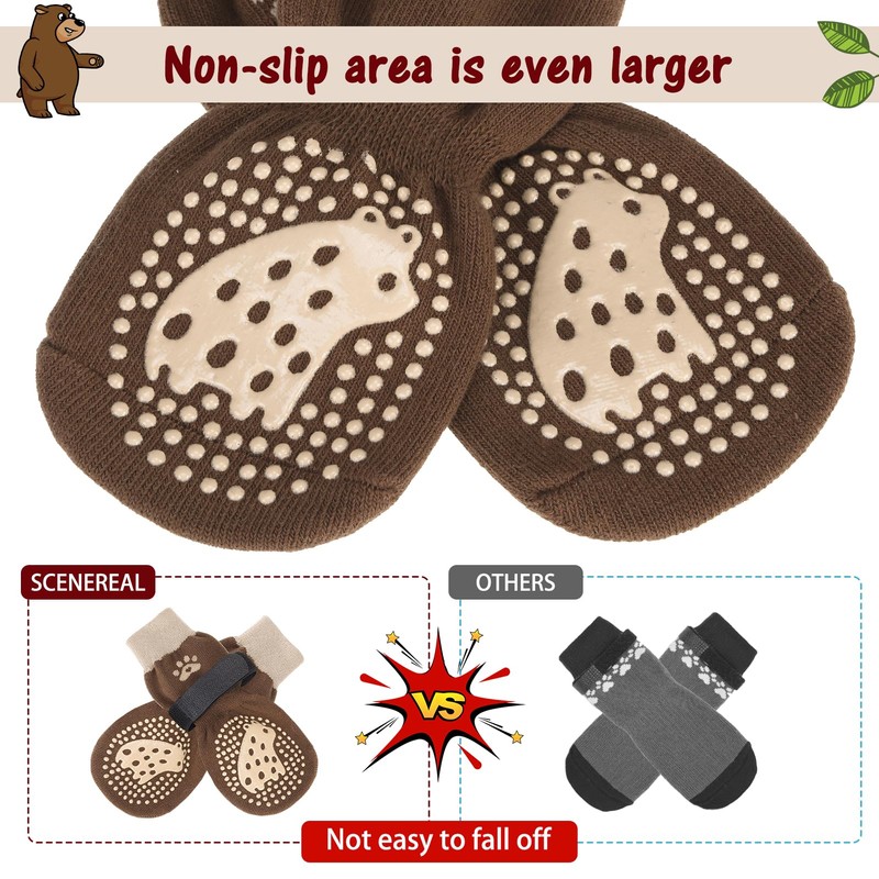 SCENEREAL Double Side Anti-Slip Dog Socks for Hardwood Floors to