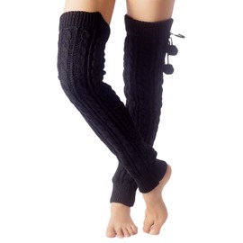iB-iP Women's Ballet Dancer Aerobic Cute Thermal Leg Warmers, black