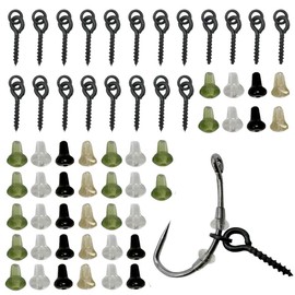 Kohyum Fishing Hook Set 40 Pieces Carp Rig Ring Stops with 20 Pieces Boilie Bait Screw Fishing Accessories Fishing Lure Ring Swivel Carp One Circle Bait Jig Hook Fishing Tackle Accessories