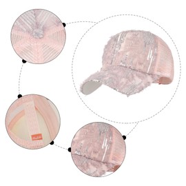 Meliyya Mesh Baseball Cap Rhinestone Butterfly Baseball Cap Summer Sequins Shield Cap Men Women One Size Adjustable, B-pink, Unit size