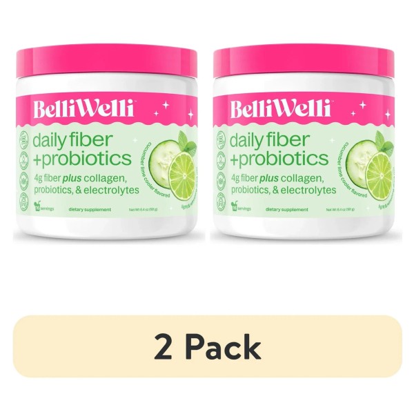 BelliWelli (2-PACK) Daily Fiber + Probiotics Supplement CUCUMBER LIME Exp.