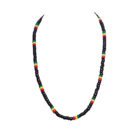 BlueRica Rasta Coconut Shell Beads Necklace (18")