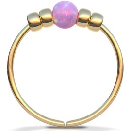 Thin 14k Gold Filled Tiny Pink Opal Nose piercing Hoop - 2 mm Pink Opal piercing Nose Hoop - 24 gauge very Thin Nose Hoop Tiny Piercings Nose Rings hoop - Opal nose rings