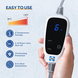 Sealy Wearable Heated Throw Blanket, Flannel & Sherpa Electric Throw Shawl Poncho with Hoodie & Pocket, 6 Heating Levels & 2-10 Hours Auto Shut Off, Machine Washable, 50x60 Inch, Navy