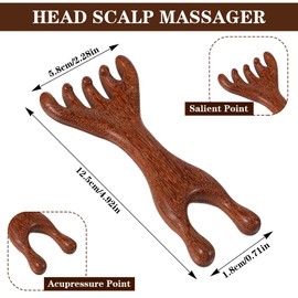 2Pcs Head Massager Scalp, Wooden Massage Comb Five Claw Handheld, Portable Head Scratcher for Stress Relief, Scalp Wood Comb, Manual Massage Tool Gift for Mother, Sister and Lover