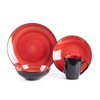HomeVss Sonoma 16 Piece Stoneware Dinner Set Red, Outside Black