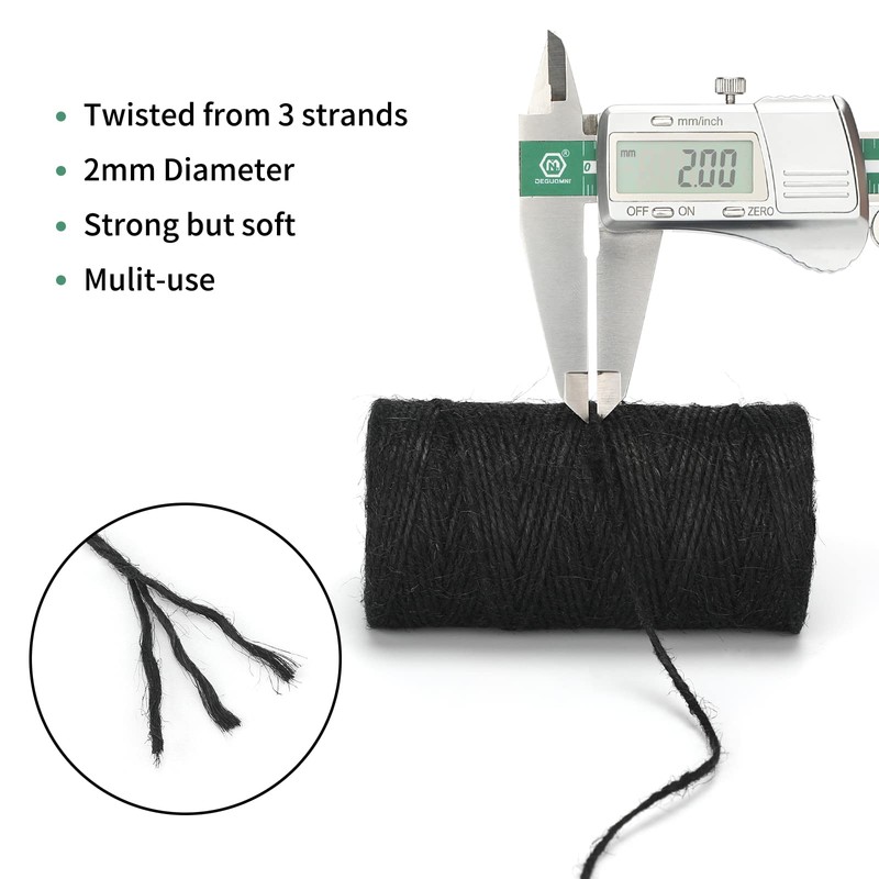 G2PLUS Jute String Twine 2MM, 200M Natural Garden Jute Rope,