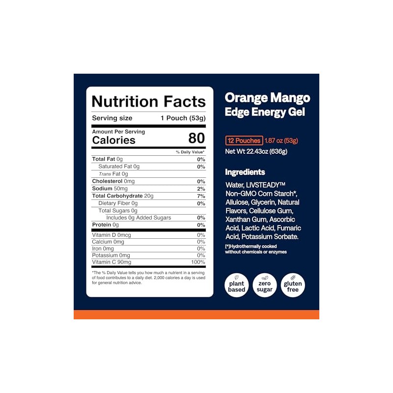 UCAN Geles energéticos Edge Energy Shots, sabor a naranja y
