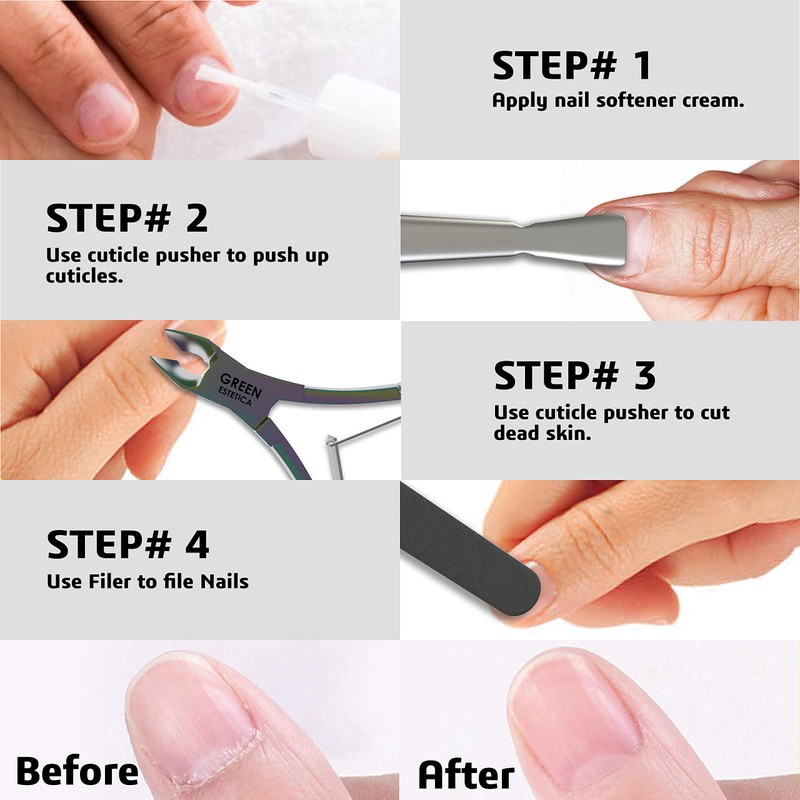 Cuticle Trimmer with Cuticle Pusher Professional Stainless Steel Cuticle Cutter