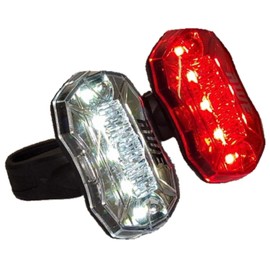 AWEStrobe Super Bright 10 Diode SMD LEDs Bike Light Set, 5 Diode Front & 5 Diode Rear, Run Time Of 200 hrs+* Visibility 1km+ Func: Strobe Chasing,Flashing,Constant: Inc: 4 x AAA Batts. Waterproof IPX4