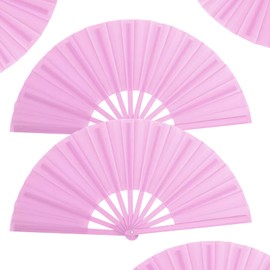 WNWBFM Boots on The Ground Fan,Large Holographic Folding Hand Fan, Clap Fans For Line Dancing,Foldable Craft Holding Laser Colors Hand Fan,Party,Dance Enthusiasts Gift (Pink plastic fan ribs 2pcs)