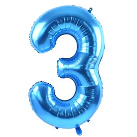 TONIFUL 40 Inch Blue Large Numbers Balloon 0-9 Foil Mylar Big Number 3 Balloon Digital 3 for 2026 Graduation New Year Eve Birthday Party,Wedding, Bridal Shower Engagement Photo Shoot, Anniversary