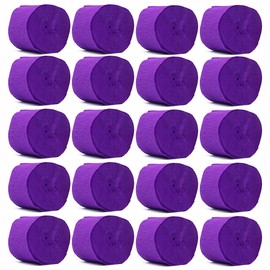 ANCLLO 20 Rolls 3.5cm x 10m Crepe Paper Party Streamers, Streamers Backdrop Hanging Decorations for Birthday Party, Wedding and Festival Decorations, Purple