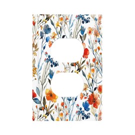 Wpshijia Decorative Outlet Covers Watercolor Floral Colorful Wildflowers Plant 1 Gang Duplex Light Switch Cover Faceplate Electrical Switch plates Wall Plates Socket Covers for Bathroom Bedroom Decor