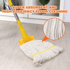 Professional Commercial Industrial Heavy Duty Mop with 48" Long Handle,Cotton Wet Commercial Mops for Floor Cleaning,Home,Kitchen,Office,Garage and Concrete Tile Floor