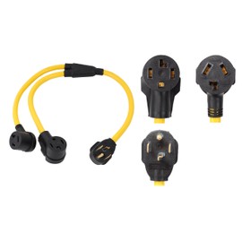 NEMA 14-30P to 2 Outlet 14-30R 10-30R Y Splitter STW 3 Feet 120V/240V 30 Amp 10 AWG 4 Prong Plug to 3 and 4 Prong Receptacle for Welder, RV, Clothes Dryer, EV PHEV Charger Power Cord Adapter