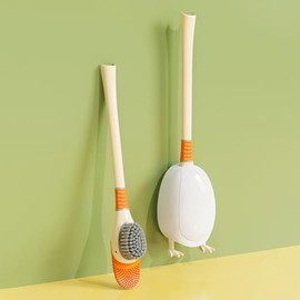Funny Swan Duck Toilet Brush with Holder Bowl and Long Handle Set Ventilated Creative Toilet Bowl Brush and Holder Bathroom Decor with Removable Base for Cleaning Scrubbing (White,Duck)