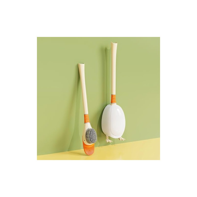Funny Swan Duck Toilet Brush with Holder Bowl and Long