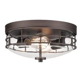 FEMILA Flush Mount Ceiling Light Fixture, 13" Farmhouse Industrial Ceiling Light for Bedroom Hallway Kitchen Porch Entryway, Oil Rubbed Bronze with Clear Glass,4FTJ55-F ORB